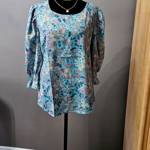 Ladies sz M Multi color washable silk blouse